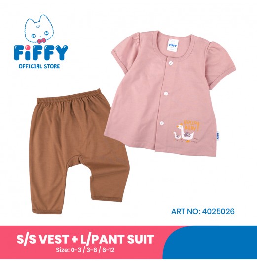 FIFFY HELLO BABY BAJU BAYI SHORT SLEEVE VEST + LONG PANT SUIT (4025026)