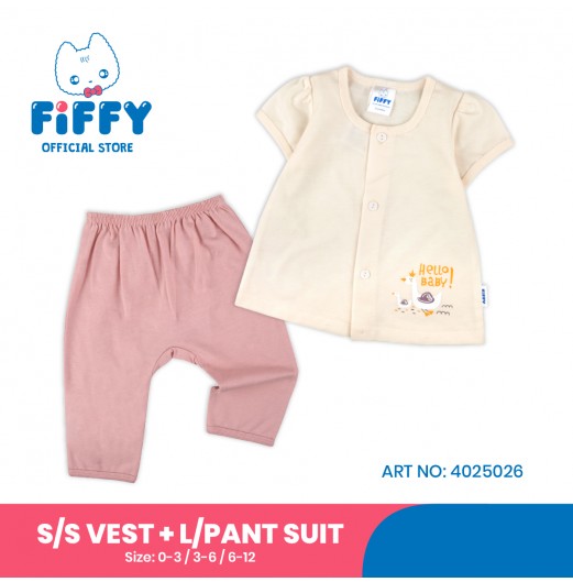 FIFFY HELLO BABY BAJU BAYI SHORT SLEEVE VEST + LONG PANT SUIT (4025026)
