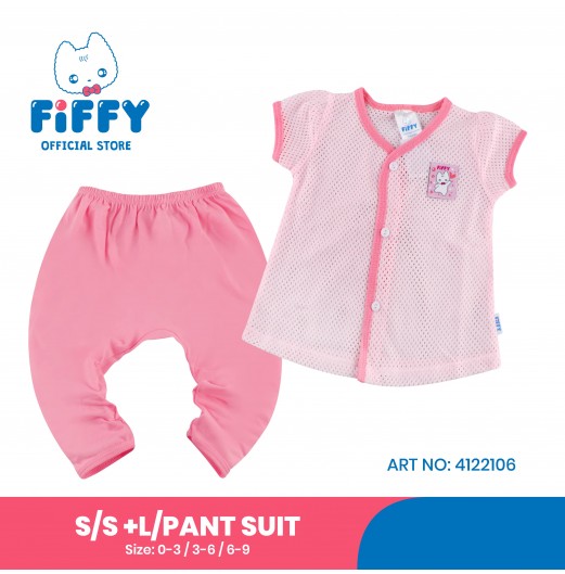 FIFFY PINKY HEART SHORT SLEEVE VEST+ LONG PANT SUIT