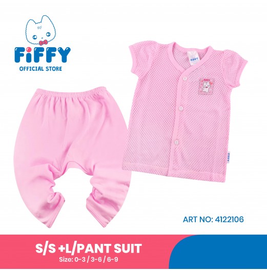 FIFFY PINKY HEART SHORT SLEEVE VEST+ LONG PANT SUIT