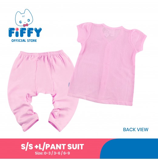 FIFFY PINKY HEART SHORT SLEEVE VEST+ LONG PANT SUIT