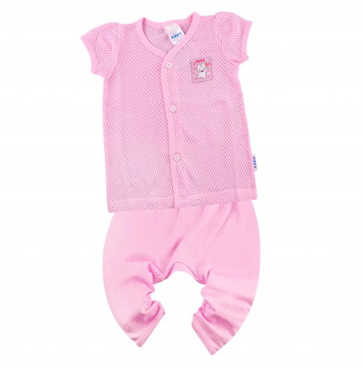 FIFFY PINKY HEART SHORT SLEEVE VEST+ LONG PANT SUIT