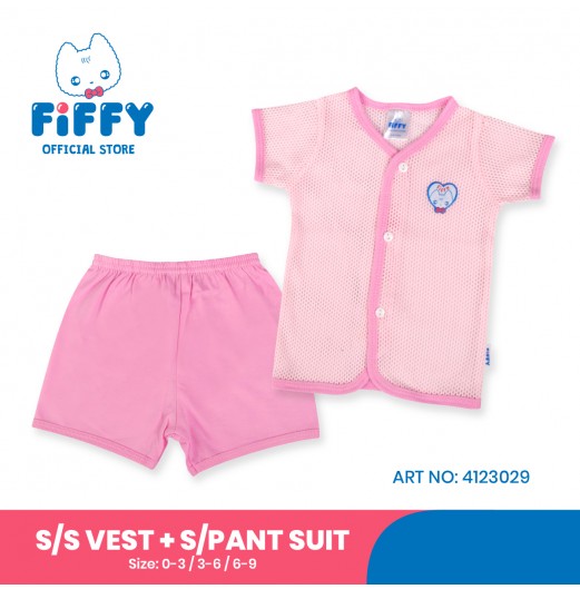 FIFFY WONDERING BABY SHORT SLEEVE VEST+ LONG PANT SUIT