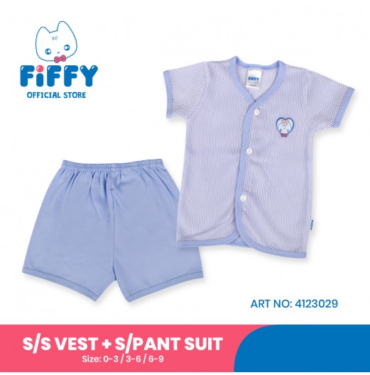 FIFFY WONDERING BABY SHORT SLEEVE VEST+ LONG PANT SUIT