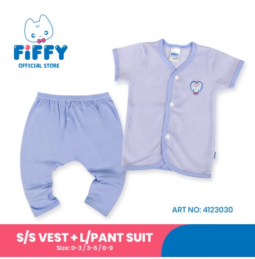 FIFFY ADORKABLE BABY  SHORT SLEEVE VEST+ LONG PANT SUIT