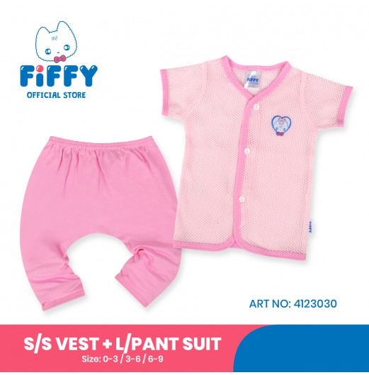 FIFFY ADORKABLE BABY  SHORT SLEEVE VEST+ LONG PANT SUIT