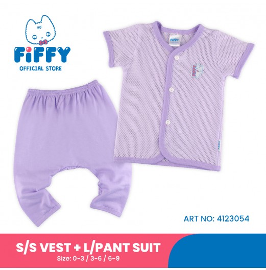 FIFFY BABY'S WINK SHORT SLEEVE VEST+ LONG PANT SUIT