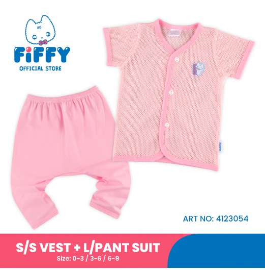 FIFFY BABY'S WINK SHORT SLEEVE VEST+ LONG PANT SUIT