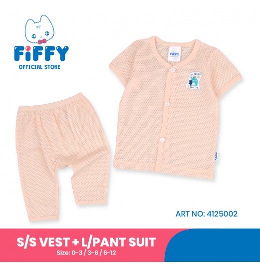 FIFFY BAJU BAYI HELLO SMILE SHORT SLEEVE VEST + LONG PANT SUIT (4125002)
