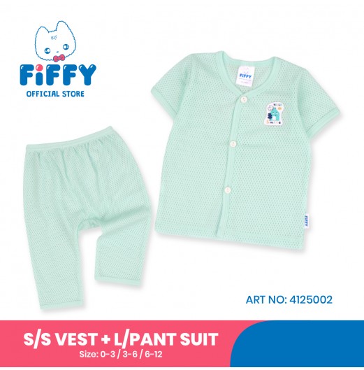 FIFFY BAJU BAYI HELLO SMILE SHORT SLEEVE VEST + LONG PANT SUIT (4125002)
