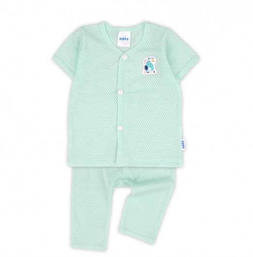 FIFFY BAJU BAYI HELLO SMILE SHORT SLEEVE VEST + LONG PANT SUIT (4125002)