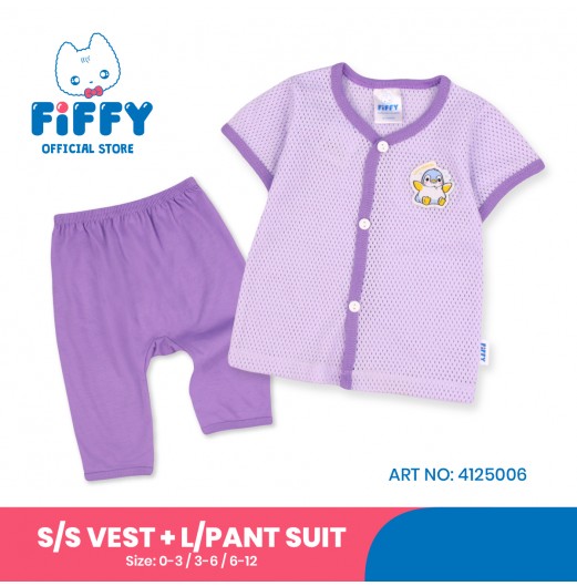 FIFFY LOVE PENGUIN SHORT SLEEVE VEST + LONG PANT SUIT