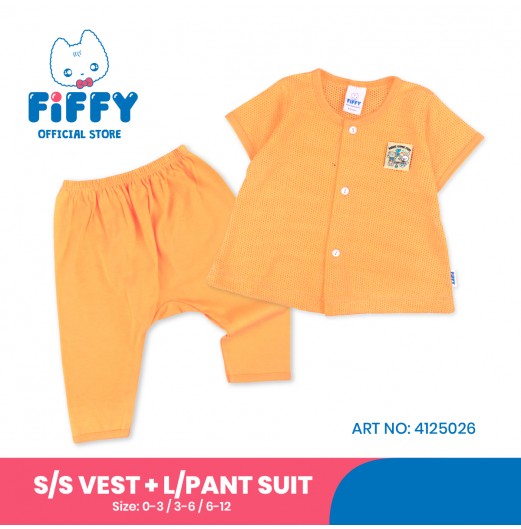 FIFFY MAKE SOME FUN BAJU BAYI SHORT SLEEVE VEST + LONG PANT SUIT (4125026)