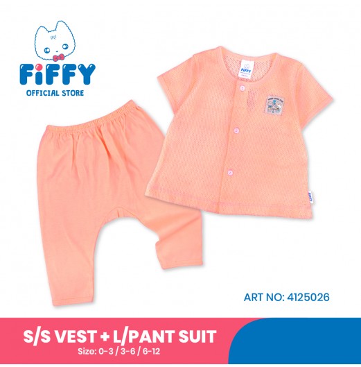 FIFFY MAKE SOME FUN BAJU BAYI SHORT SLEEVE VEST + LONG PANT SUIT (4125026)
