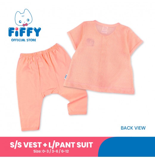 FIFFY MAKE SOME FUN BAJU BAYI SHORT SLEEVE VEST + LONG PANT SUIT (4125026)