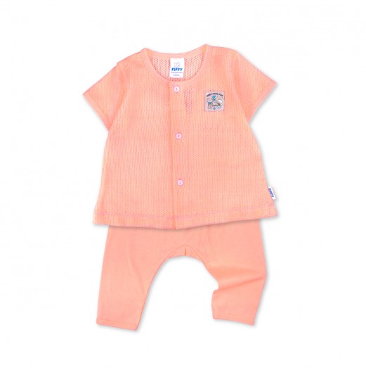 FIFFY MAKE SOME FUN BAJU BAYI SHORT SLEEVE VEST + LONG PANT SUIT (4125026)