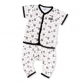 FIFFY SAY HI TO PANDA SHORT SLEEVE VEST+ LONG PANT SUIT