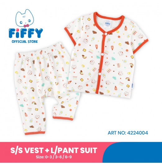 FIFFY SUNNY BITES SHORT SLEEVE VEST+ LONG PANT SUIT (4224004)