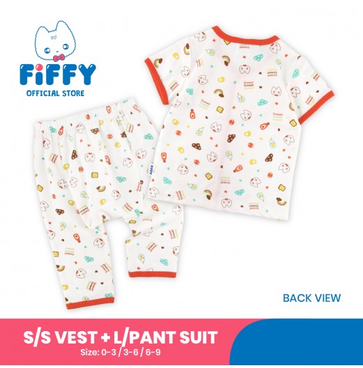 FIFFY SUNNY BITES SHORT SLEEVE VEST+ LONG PANT SUIT (4224004)