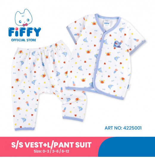 FIFFY BAJU BAYI OCEAN LOVER SHORT SLEEVE VEST + LONG PANT SUIT (4225001)