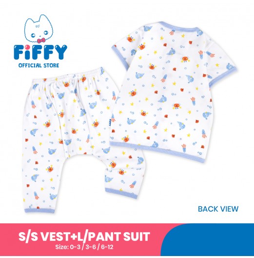 FIFFY BAJU BAYI OCEAN LOVER SHORT SLEEVE VEST + LONG PANT SUIT (4225001)