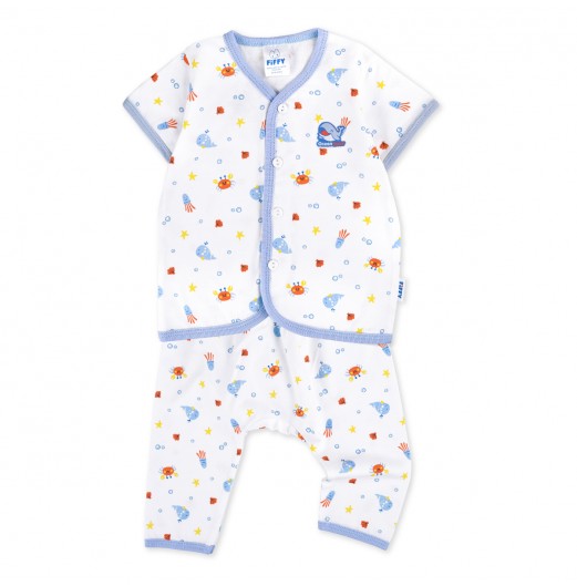 FIFFY BAJU BAYI OCEAN LOVER SHORT SLEEVE VEST + LONG PANT SUIT (4225001)