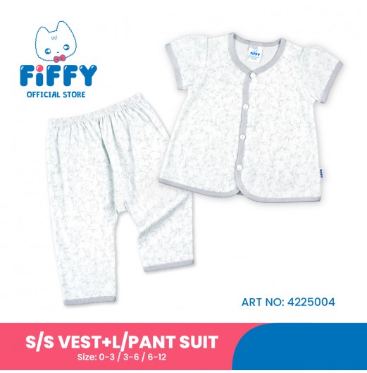 FIFFY SOFT LEAF BAJU BAYI SHORT SLEEVE VEST + LONG PANT SUIT (4225004)