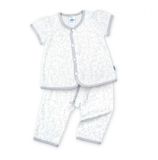 FIFFY SOFT LEAF BAJU BAYI SHORT SLEEVE VEST + LONG PANT SUIT (4225004)