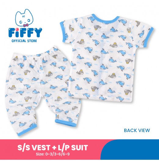 FIFFY WHALE KING SHORT SLEEVE VEST+ LONG PANT SUIT