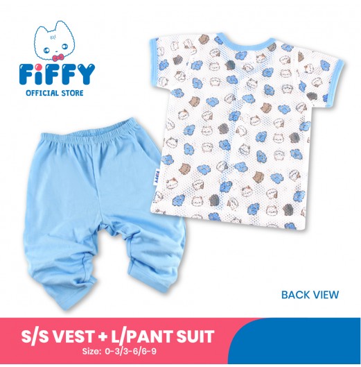FIFFY BAJU BAYI CLOUD KITTEN SHORT SLEEVE VEST+ LONG PANT SUIT (4323014)