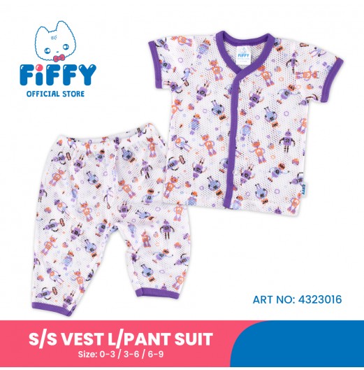 FIFFY ROBOT GATHERING SHORT SLEEVE VEST+ LONG PANT SUIT