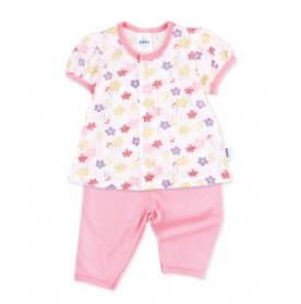 FIFFY TINY BLOOMS SHORT SLEEVE + LONG PANT SUIT