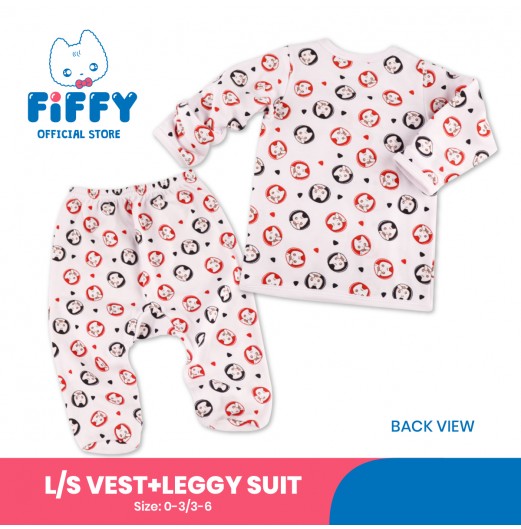 FIFFY CURIOUS BABY LONG SLEEVE VEST SUIT + LEGGY SUIT