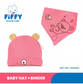 TOPI DAN BIB BAYI HI BEAR IM BABY HAT FREE SIZE (7403012)