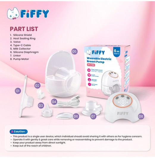 FIFFY WEARABLE ELECTRIC BREAST PUMP (SINGLE) 98-09-003