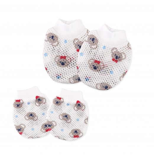 FIFFY COLOURING 2 IN 1 EYELET MITTENS & BOOTEES SET (98-12-001)