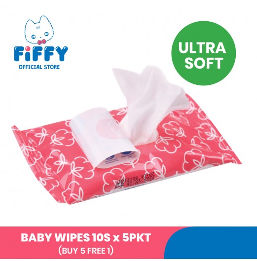 FIFFY BABY WIPES 10s x 5PKT (BUY 5 FREE 1)