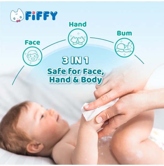 FIFFY EDI PURIFIED WATER BABY WIPES MINI PACK 8'S X 8 (98-15-002)