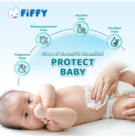 FIFFY EDI PURIFIED WATER BABY WIPES MINI PACK 8'S X 8 (98-15-002)