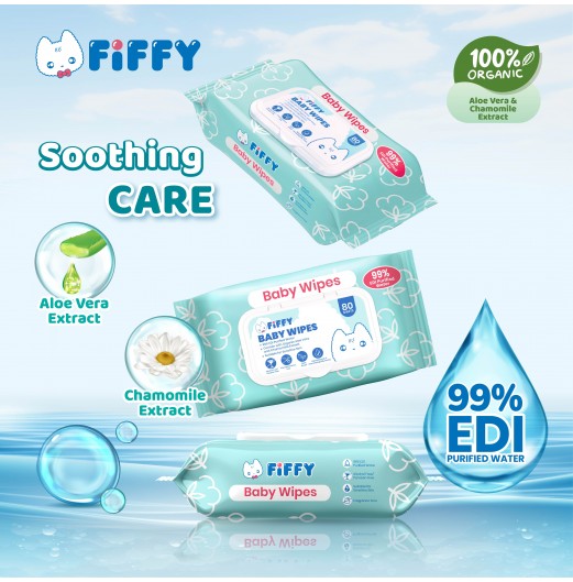 FIFFY EDI PURIFIED WATER BABY WIPES (NEW) (80s*2/ 80s*12) 98-15-003