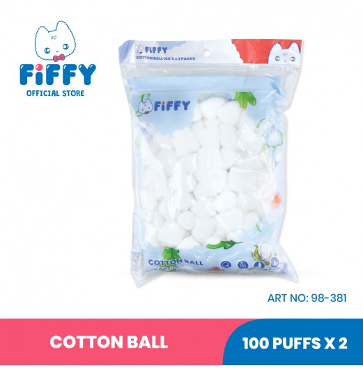 FIFFY COTTON BALL 100 PUFFS X 2 (98-381)