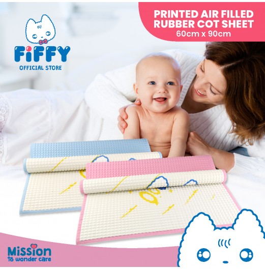 FIFFY PRINTED AIR FILLED RUBBER COT SHEET (60CM X 90CM) 	98-637