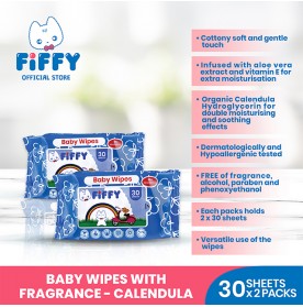 FIFFY BABY WIPES BLUE 30'S X 2 (98-876)