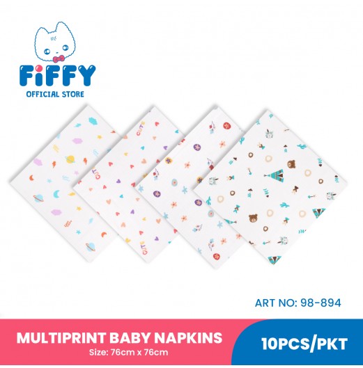 FIFFY BABY NAPKIN PRINTED 76 X 76CM 10'S (98-894)