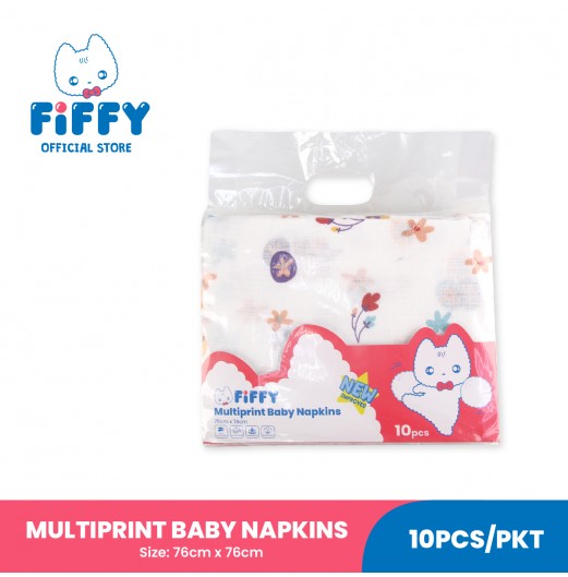 FIFFY BABY NAPKIN PRINTED 76 X 76CM 10'S (98-894)