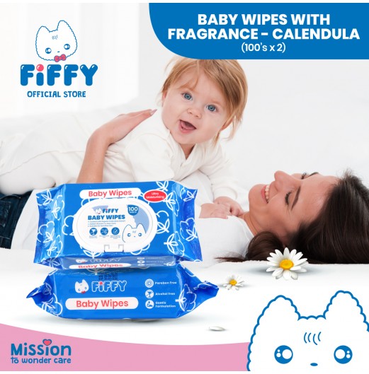 FIFFY BABY WIPES BLUE 100'S X 2