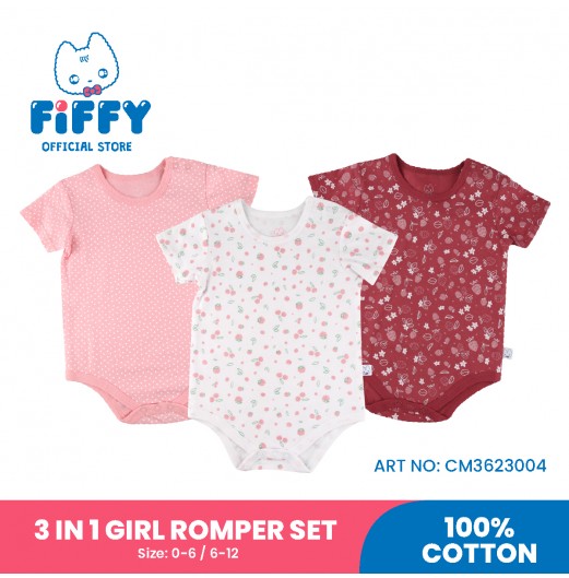 FIFFY PINKY FRUITS 3 IN 1 GIRL ROMPER SET
