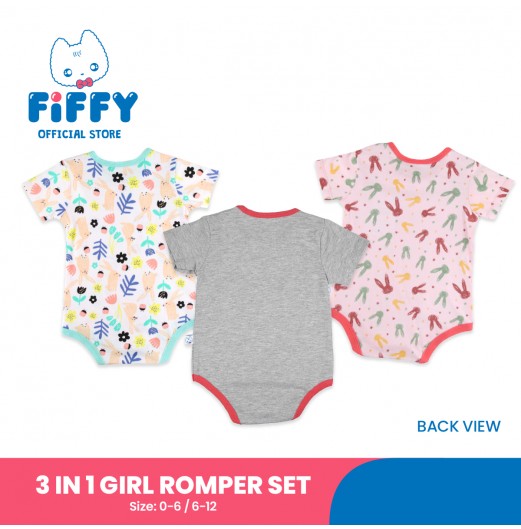 FIFFY SET BAJU BAYI RABBIT WAY 3 IN 1 GIRL ROMPER SET (CM3623007)
