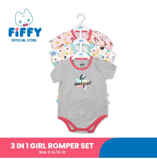 FIFFY SET BAJU BAYI RABBIT WAY 3 IN 1 GIRL ROMPER SET (CM3623007)