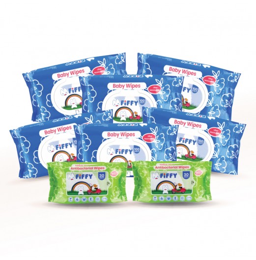 FIFFY BABY CALENDULA WIPES VALUE PACK 100'S X6+30'SX2 - FO19002